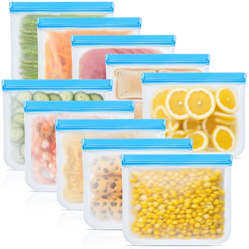 10 Pack Reusable Storage Bags (Blue (Medium_10p))