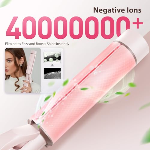 1.5 Inch Extra Large Curling Wand for Long Hair (Pink)