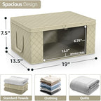 Blanket Storage Bags with Clear Window (3 Pack Large / Beige)