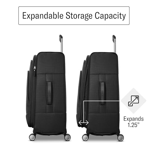 UpLIFT Lightweight Large Checked Softside Luggage with Spinner Wheels (Large Checked / Black)