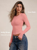 Womens Long Sleeve Shirts Basic Compression Tops Coral M (Medium / Coral)