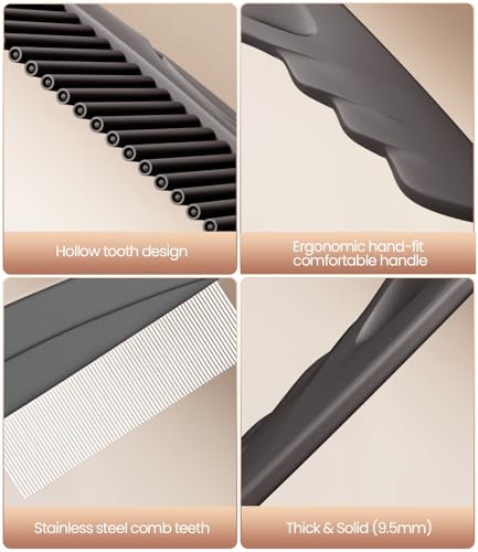Dandruff Comb Removal 2PC Hollow Fine Tooth Scalp Detox Hair Care Tool (Brown)