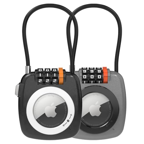 Compatible with Apple AirTag Secure Lock with Wire Cable (BLACK/GREY)