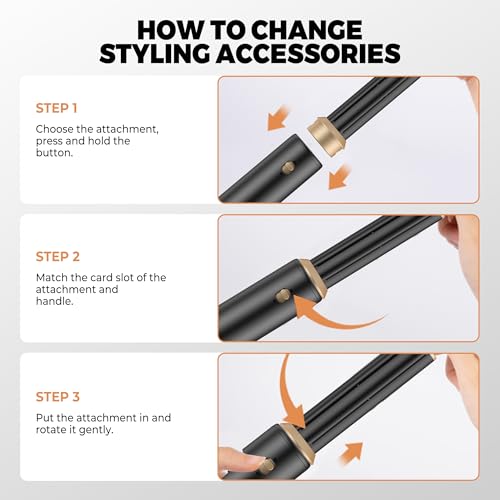 5-in-1 Hot Air Styler & Blow Dryer Brush Set - 700W Gentle Temperature Hair Multi-Styler with Auto-Wrap Curlers & Round Brush for Fine, Thin, or Damaged Hair, 100-120V US Outlet Only (Black Gold)