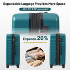 Luggage Sets Front Opening (2-piece Set / Dark Green+bag)