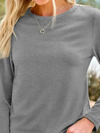 Long Sleeve Shirts for Women Casual Crewneck Tops Basic Tees (Medium / 01grey)