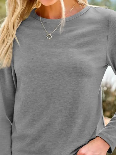 Long Sleeve Shirts for Women Casual Crewneck Tops Basic Tees (Medium / 01grey)