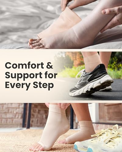 Ankle Compression Sleeve (Black / 15-20mmHg / 1 Pair / Large)