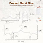 White Travel Hangers with Clips (10 Pack + 10 x Clips + 1 x Storage bag / White)
