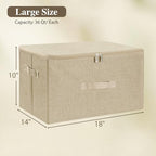Fabric Storage Bins with Zipper Lids (Beige / Large (Pack of 1))