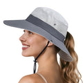 Ponytail Sun Hats for Women UPF 50+ LightGrey (Lightgrey/Grey (Ponytail Hole))