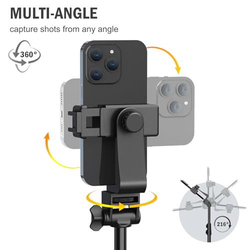 64” Tripod for Cell Phone & Camera with Remote and Phone Holder (64 in)