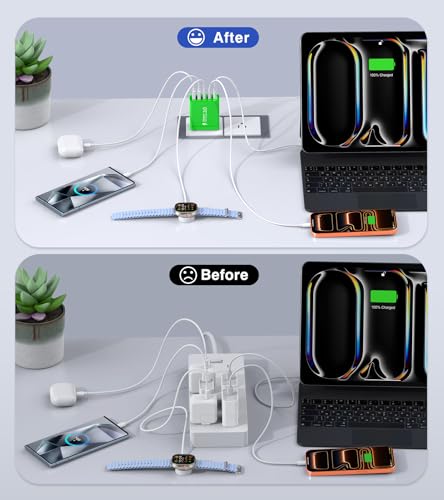 2 Pack 60W USB C Fast Charger Block (Green)