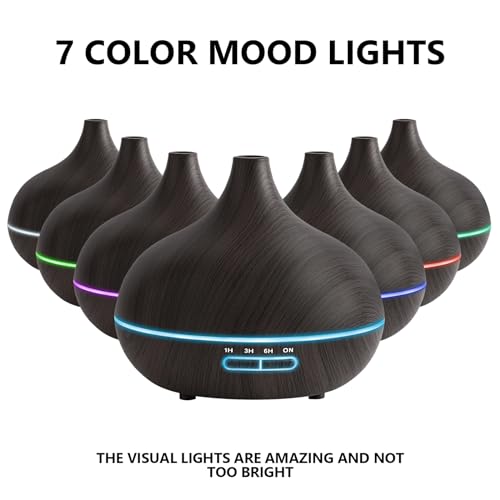 550ml Oil Diffuser with 15x10ml Aromatherapy Grade Essential Oils (Deep Colour-15)