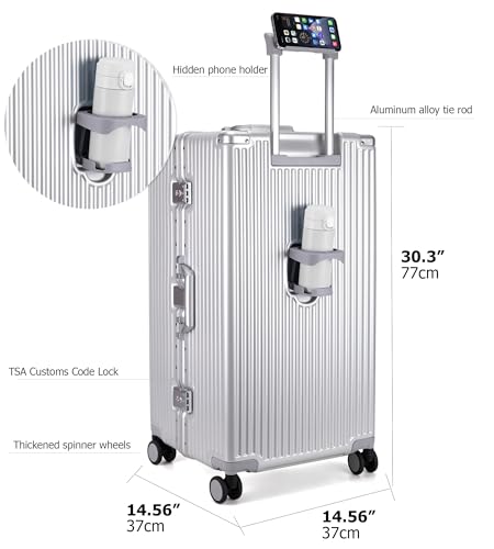 Super Large Aluminum Frame Checked Zipperless Luggage (A3-Silver / 30in)