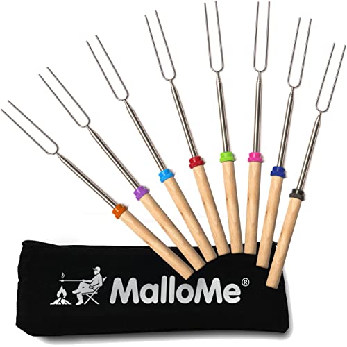Smores Sticks for Fire Pit (8 Fork Set with Storage Bag)