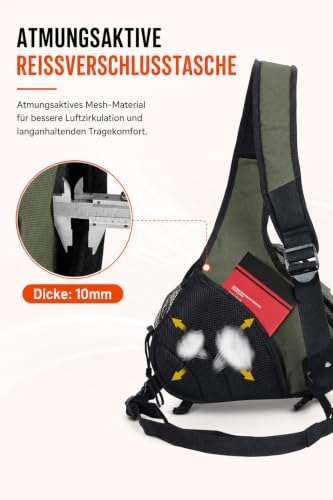 Camera Bag Sling Backpack Camera Case Waterproof with Rain Cover Tripod Holder (Green / Small)