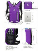 Foldable Small Hiking Backpack with 3 Strap Pockets (Purple)