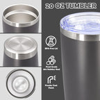 20oz Tumbler Stainless Steel Tumbler Coffee Tumbler with Lid Grey (Gray)