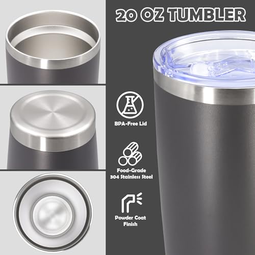 20oz Tumbler Stainless Steel Tumbler Coffee Tumbler with Lid Grey (Gray)