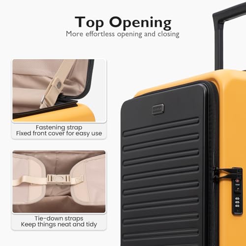 Top Opening Carry on Luggage with Narrow Trolley Handle (Yellow / 20 Inch)