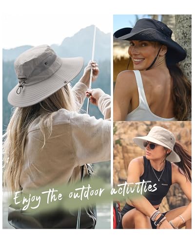Womens Sun Hat with Ponytail Hole Beach Hiking Summer Wide Brim UPF 50+ Outdoor Protection Foldable Bucket Hat Green (Green)