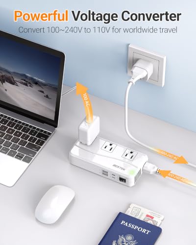 Universal Travel Adapter 220V to 110V Voltage Converter (Classic White)
