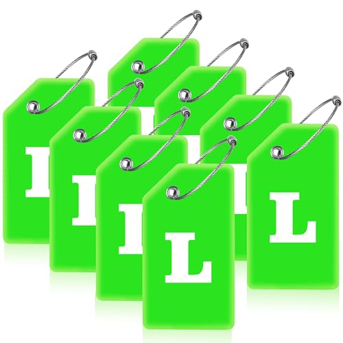 8 Pack Initial Luggage Tags for Suitcases Airplane Travel Essentials (Green / Letter L)