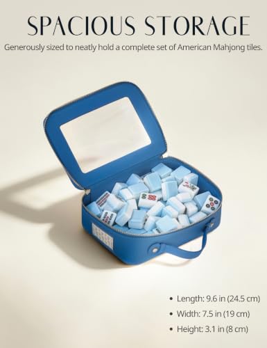 Clear Large Mahjong Tile Bag with Zipper & Handle Cornflower Blue (Cornflower Blue / Large Luxe)