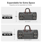 Large Canvas Duffle Bag for Travel (Grey / 55L)