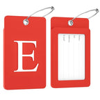 2 Pack Initial Luggage Tags for Suitcases Airplane Travel Essentials (Large E / Red)