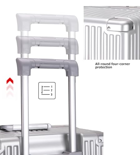 Super Large Aluminum Frame Checked Zipperless Luggage (A3-Silver / 30in)