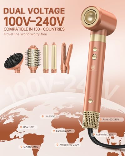 Dual Voltage] webeauty 6 in 1 Hot Air Styler (Mocha)