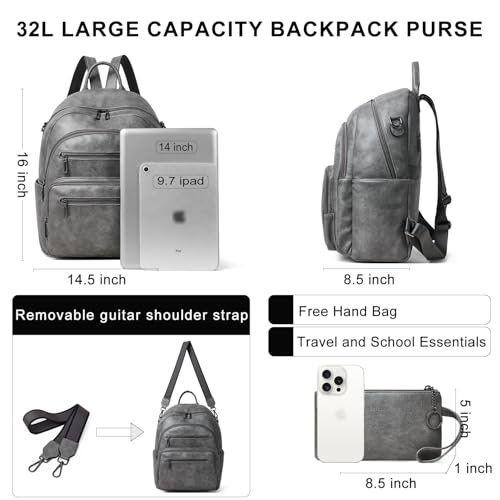 Backpack Purse for Women Laptop Backpack (Style1-dark Grey)