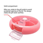 Weekly Pill Organizer 7 Compartment Rotating Pill Box for Daily (Pink)