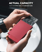 Pop up Card Holder Minimalist Credit Card Holder RFID Blocking Slim Metal Card Case for Men or Women (NEW-Wine)