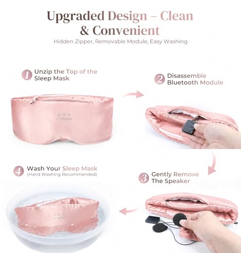 3D Silk Bluetooth Sleep Mask (Pink)