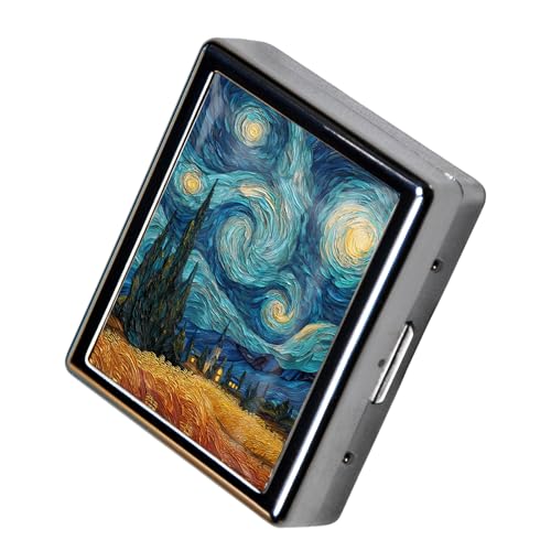 8‑Compartment Metal Pill Box Organizer (Starry Swirl in Wheatfield)