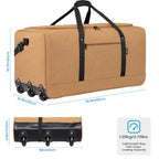120L Foldable Rolling Duffel Bag with 3 Wheels (Large / Khaki)