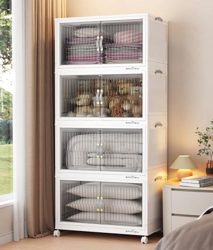 320Qt Stackable Storage Bins with Lid (White / 80QT-4Pack)