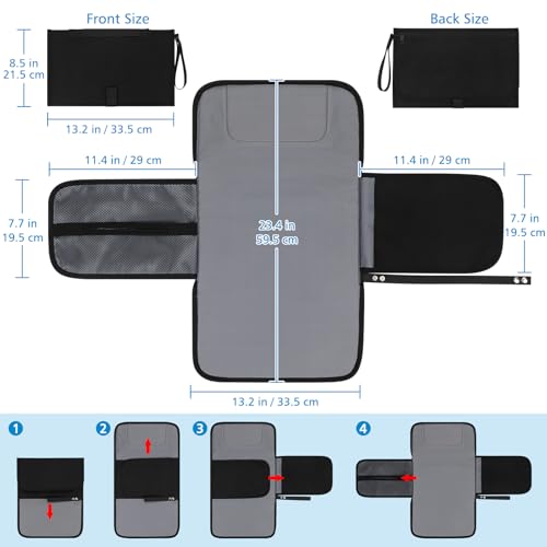 Portable Diaper Changing Pad (Black-Style A)