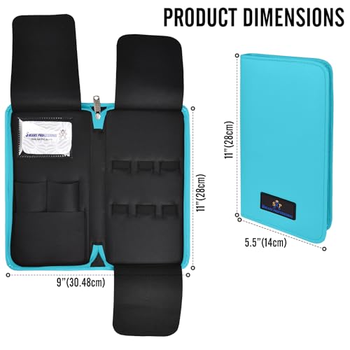 Leather 5 Scissor & Shear Storage Case for Hairstylist (TURQUOISE)