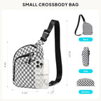 Anti Theft Crossbody Bags Small Crossbody Sling Bag for Women & Men (Black White Gingham)