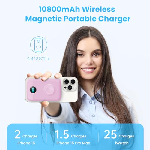Magnetic Portable Charger for iPhone (Pink)