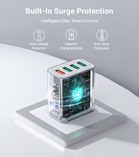 40W USB Wall Charger Block (40W-White)