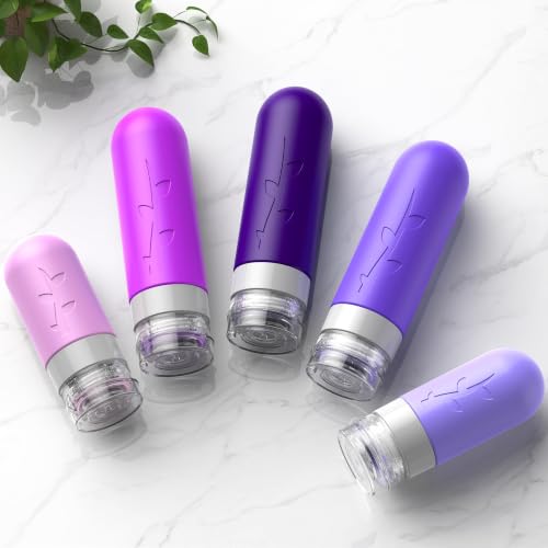 Aeomini 19 Pack Purple Travel Bottles for Toiletries (Purple Travel Set)