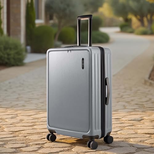 24 Inch Checked Luggage with Spinner Wheels (Medium 24-Inch Checked / Grey)
