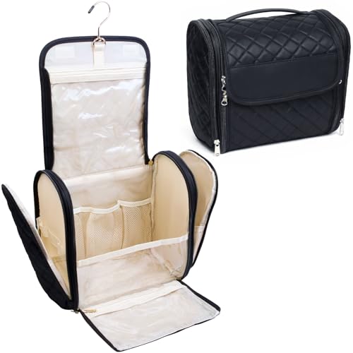 Makeup Bag for Women with Hanging Hook (Black-02)