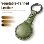 Genuine Leather Keychain Holder Case for Apple AirTag ((1 Pack)Green)