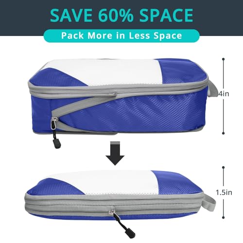 Compression Packing Cubes 6 Set (Royal Blue / 6 pcs)